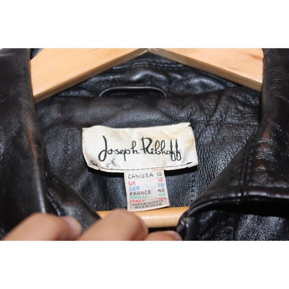 Joseph Ribkoff Black  Leather Minimalist Jacket Women size 10 Old Money - Picture 10 of 10